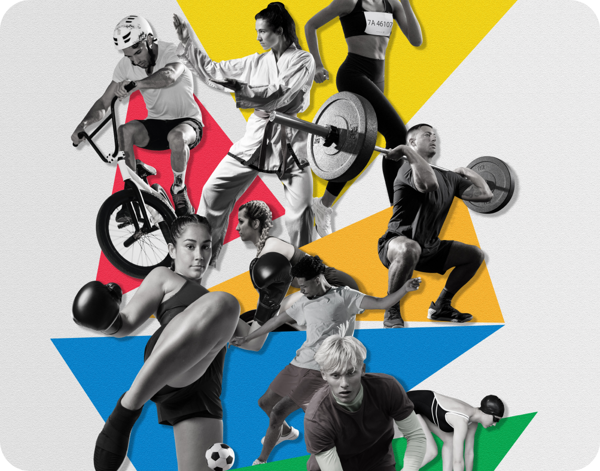 Dynamic collage of athletes and sports